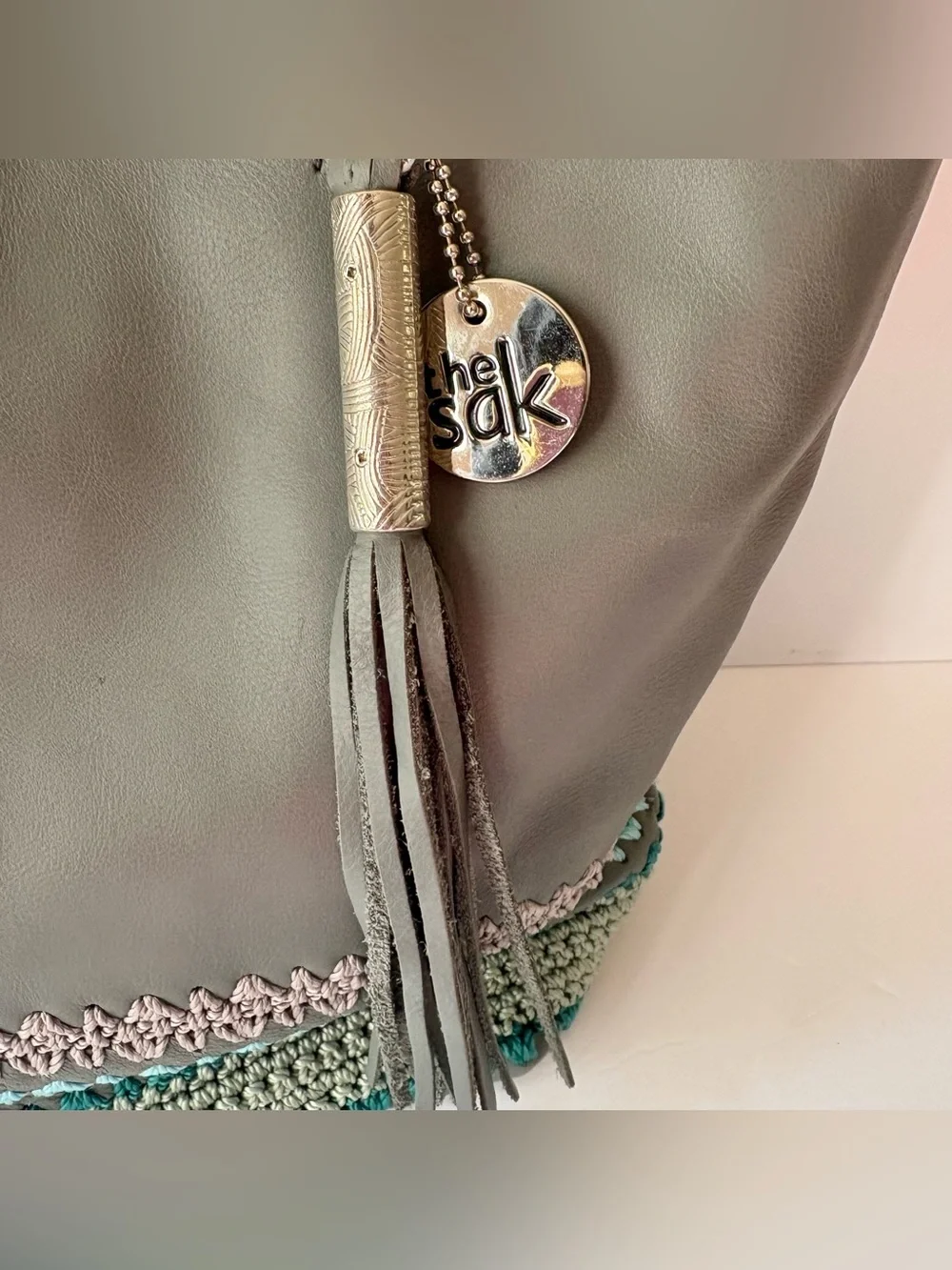 The Sak Back to Bali Gray Leather Hobo Bag Purse